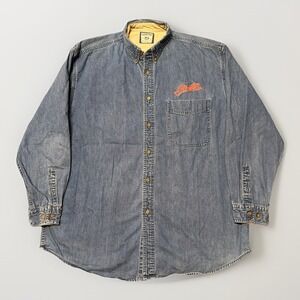 VTG Lee Blue Denim Button Down Long Sleeve Shirt XL